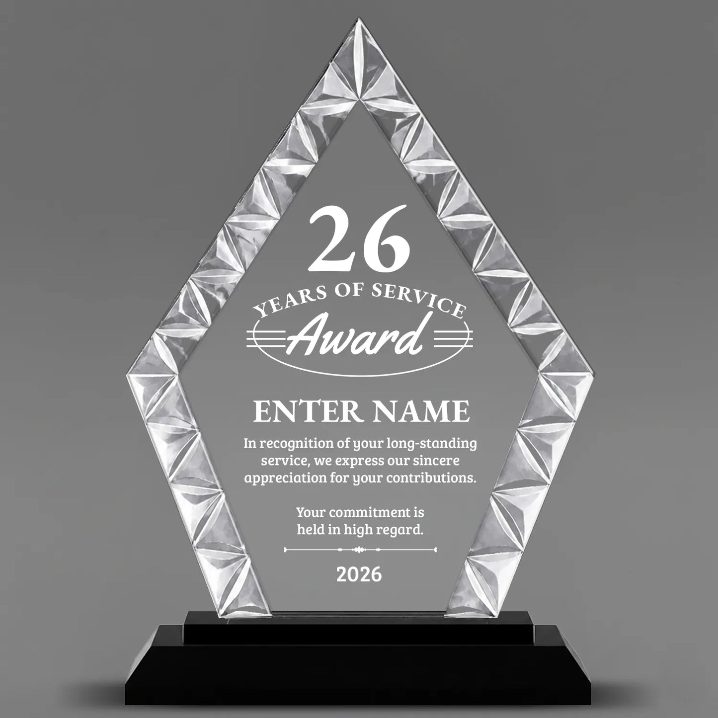 Long Service Awards - Diamond Accent Glass Awards - Personalize Online – Choose From 5 Designs