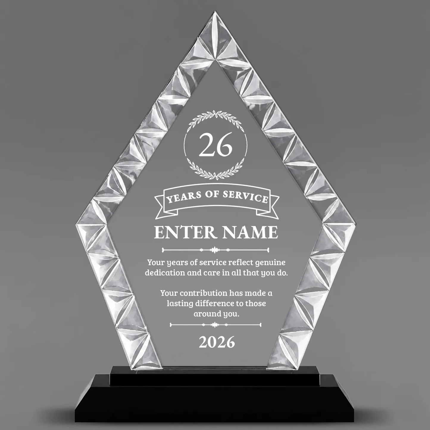 Long Service Awards - Diamond Accent Glass Awards - Personalize Online – Choose From 5 Designs