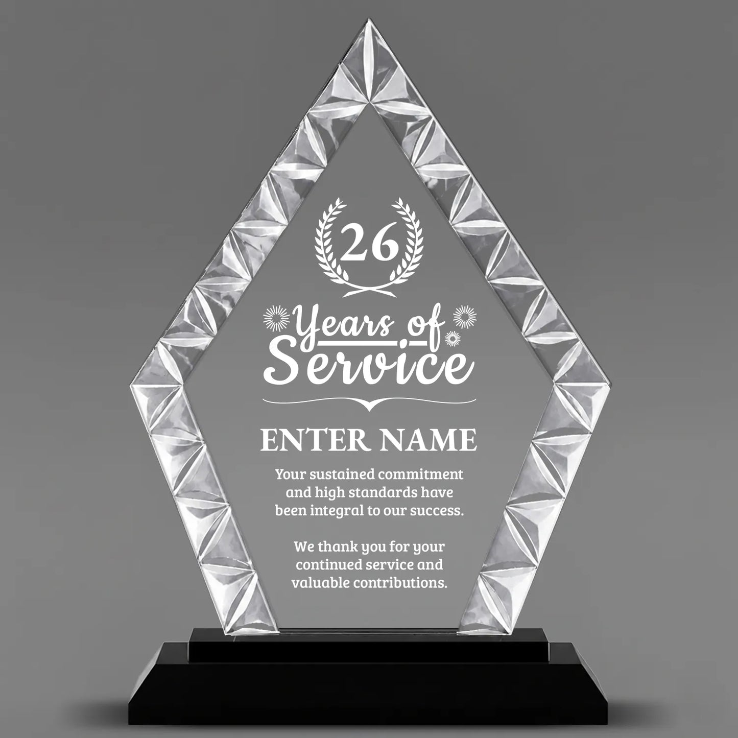 Long Service Awards - Diamond Accent Glass Awards - Personalize Online – Choose From 5 Designs