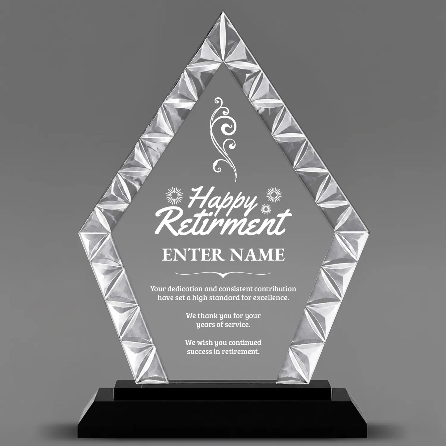 Retirement Awards - Diamond Accent Glass Awards - Personalize Online – Choose From 5 Designs