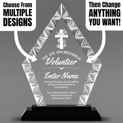 Church Awards - Diamond Accent Glass Awards - Personalize Online – Choose From 5 Designs