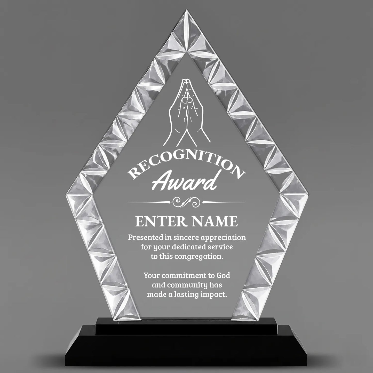 Church Awards - Diamond Accent Glass Awards - Personalize Online – Choose From 5 Designs