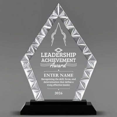 Leadership Awards - Diamond Accent Glass Crystal Awards - Personalize Online – Choose From 5 Designs