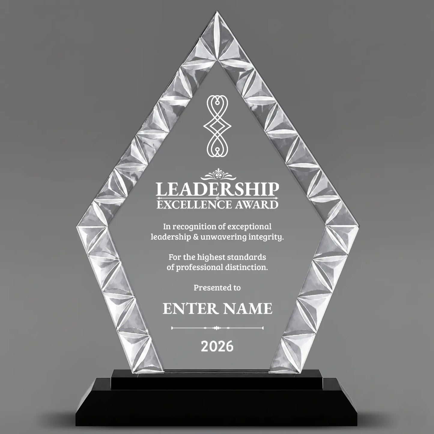 Leadership Awards - Diamond Accent Glass Crystal Awards - Personalize Online – Choose From 5 Designs