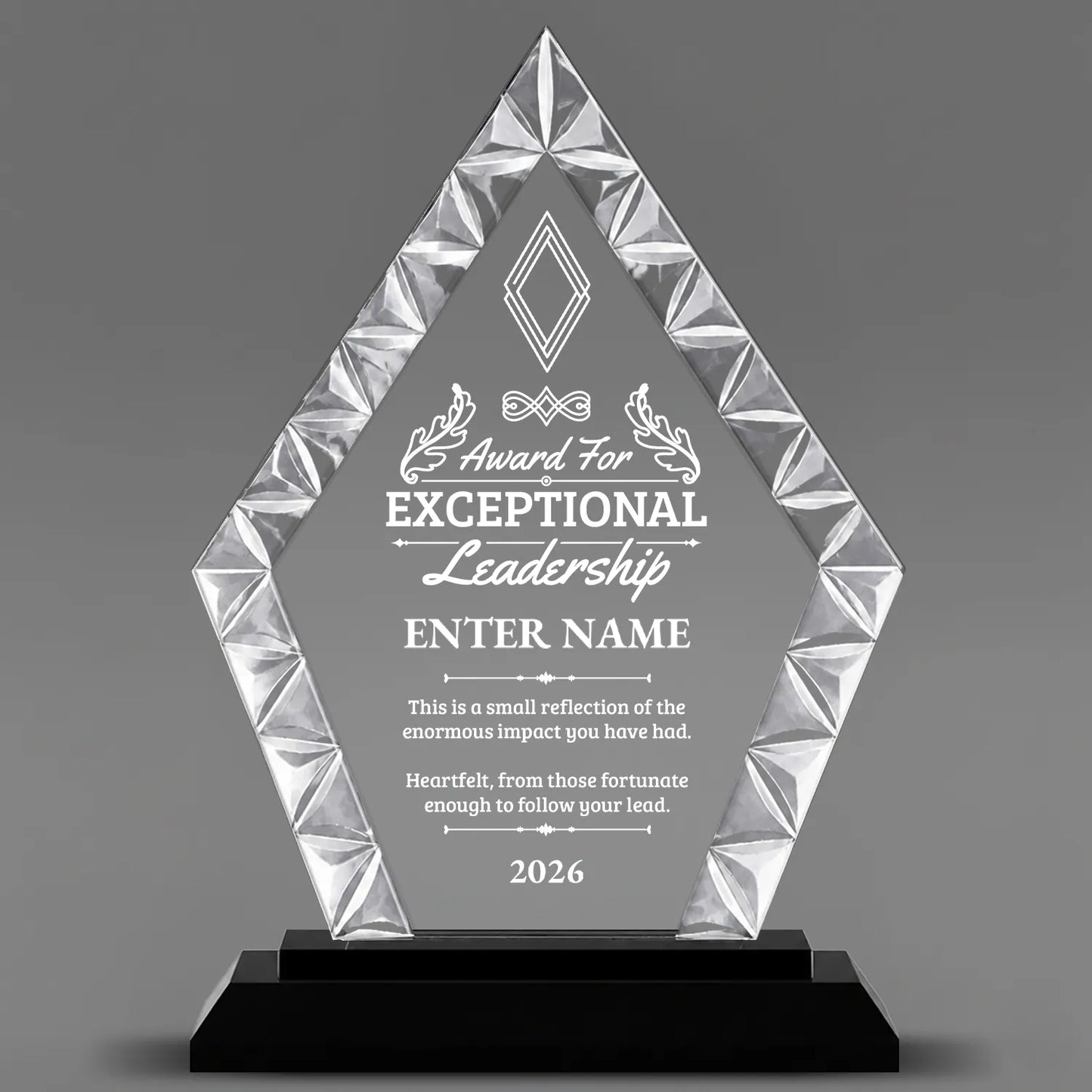 Leadership Awards - Diamond Accent Glass Crystal Awards - Personalize Online – Choose From 5 Designs