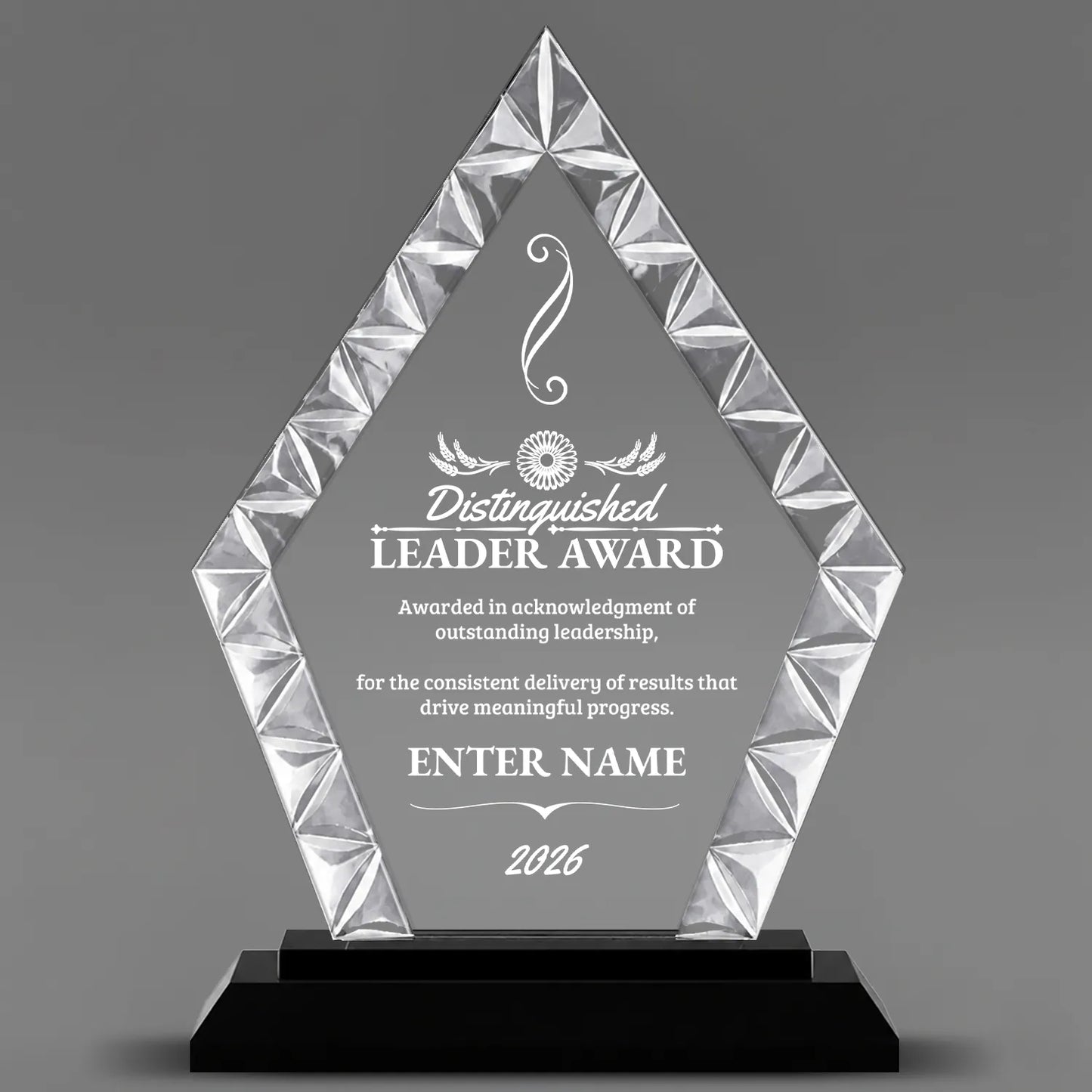 Leadership Awards - Diamond Accent Glass Crystal Awards - Personalize Online – Choose From 5 Designs