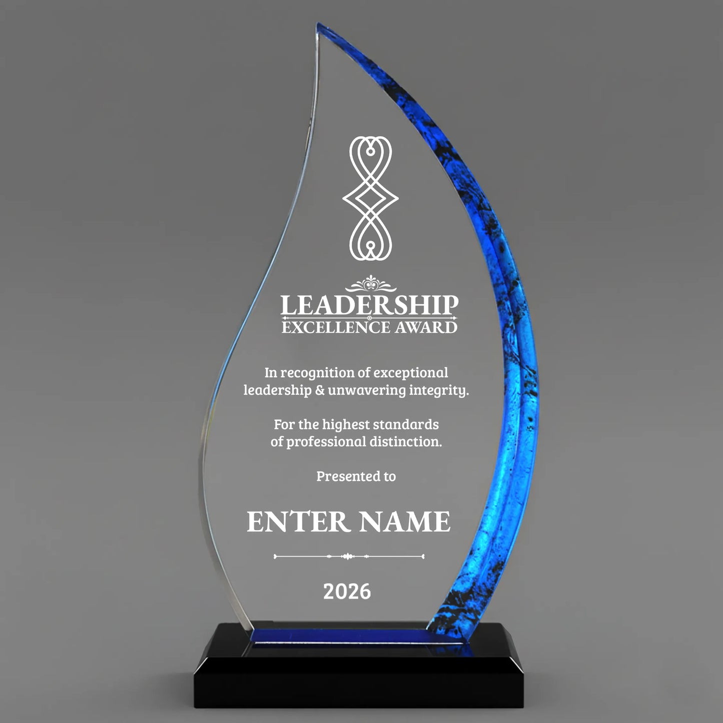 Leadership Awards - Blue Flame Acrylic Awards - Personalize Online – Choose From 5 Designs