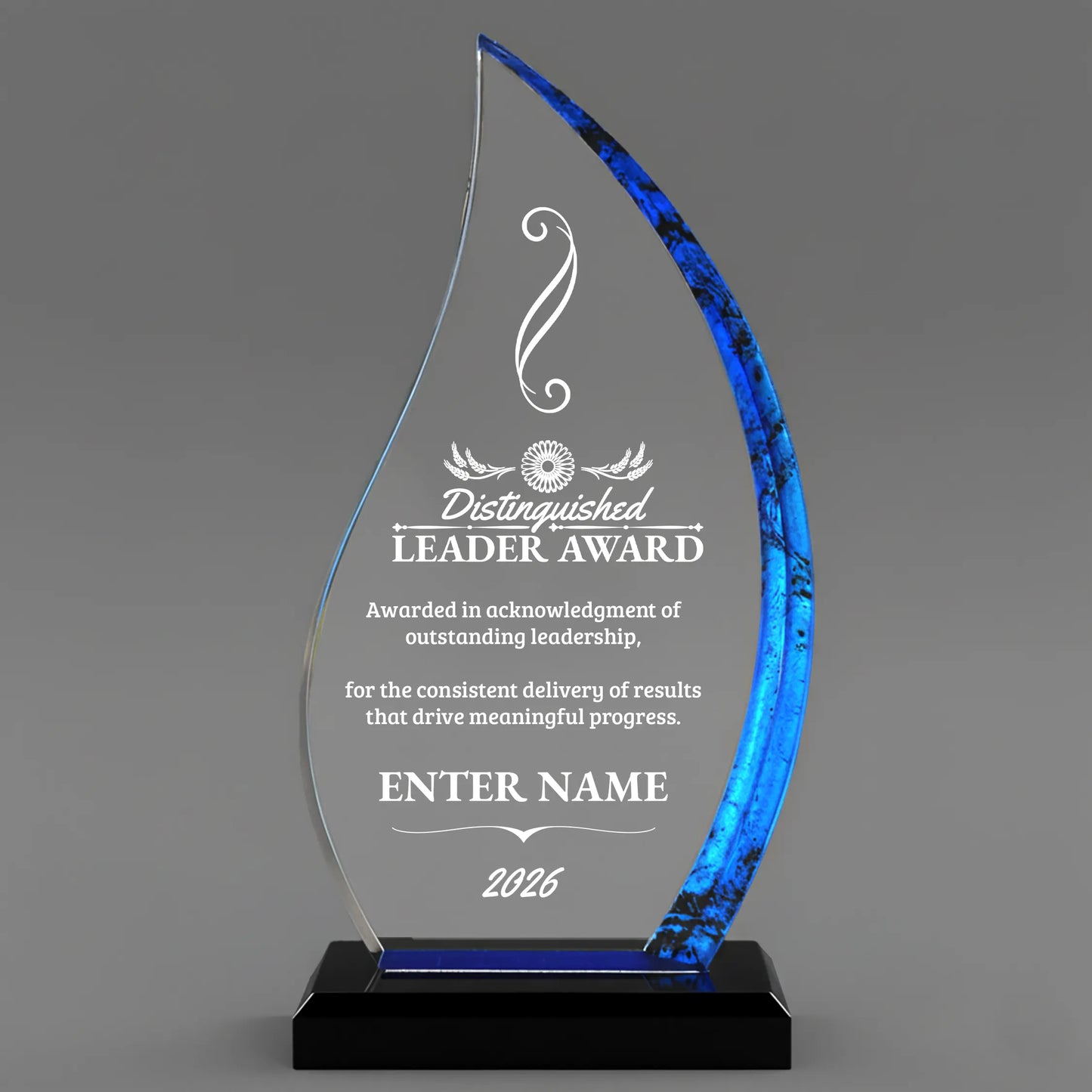 Leadership Awards - Blue Flame Acrylic Awards - Personalize Online – Choose From 5 Designs
