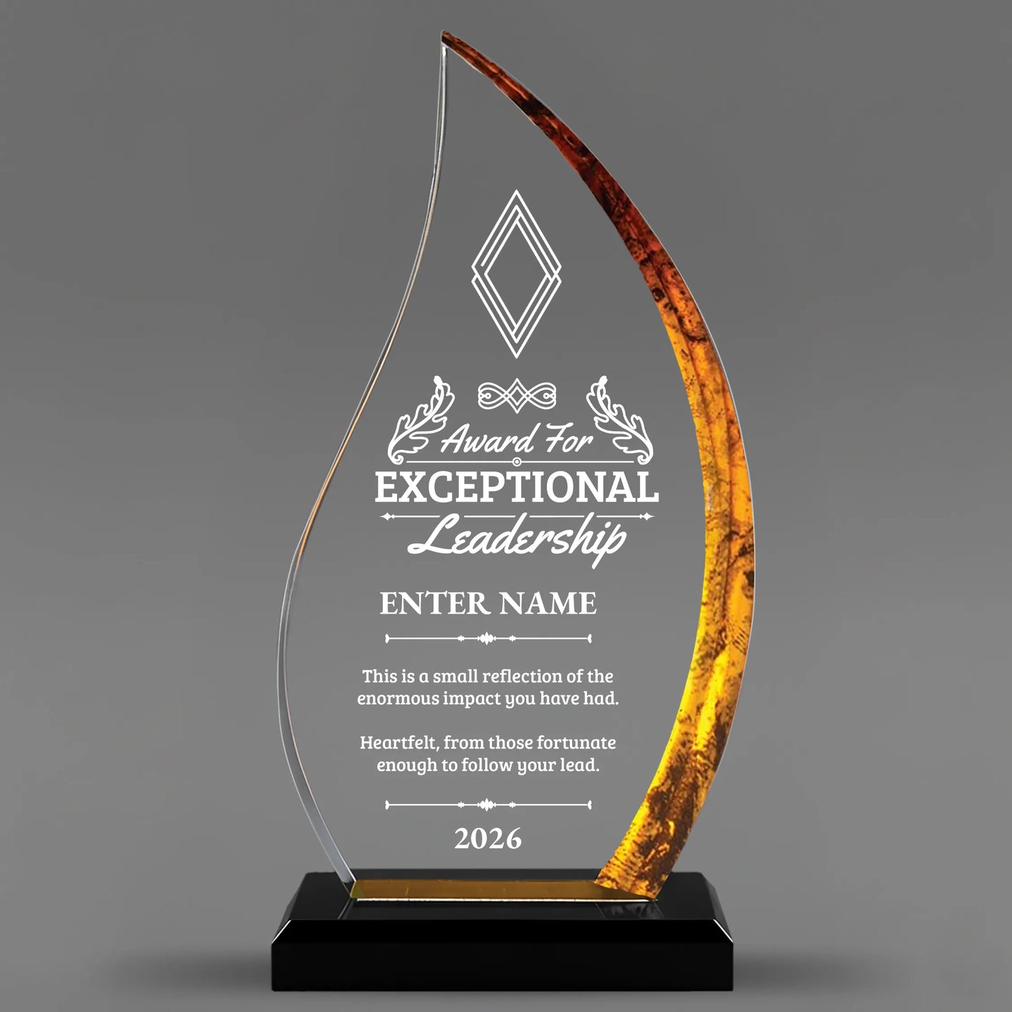 Leadership Awards - Gold Flame Acrylic Awards - Personalize Online – Choose From 5