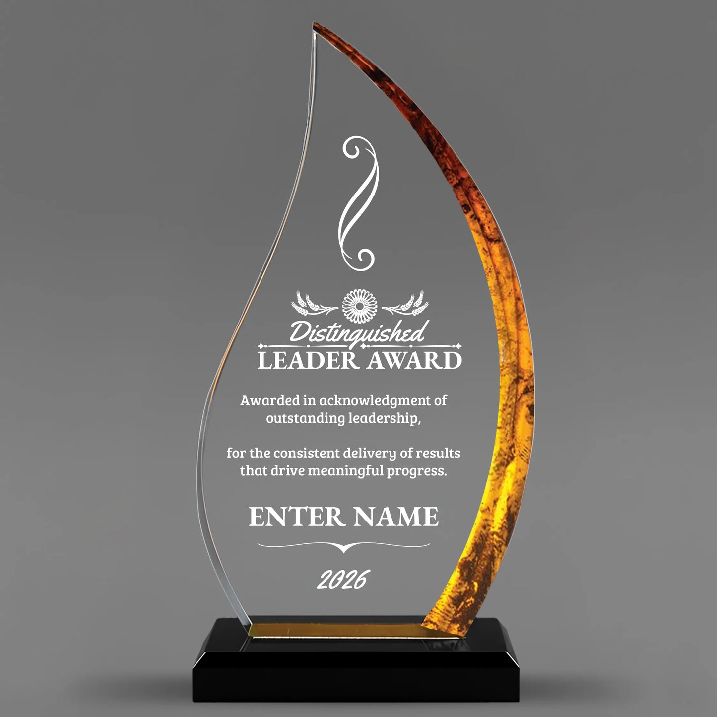 Leadership Awards - Gold Flame Acrylic Awards - Personalize Online – Choose From 5