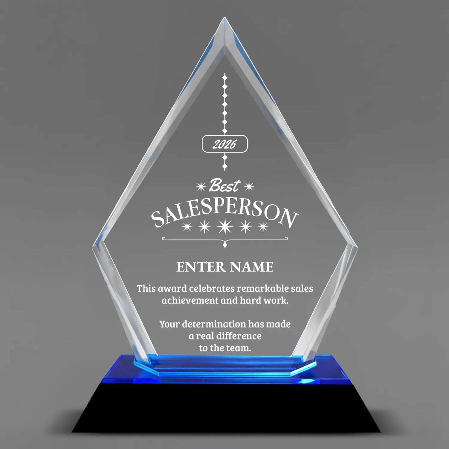 Sales Awards - Blue Arrow Acrylic Awards - Personalize Online – Choose From 5 Designs