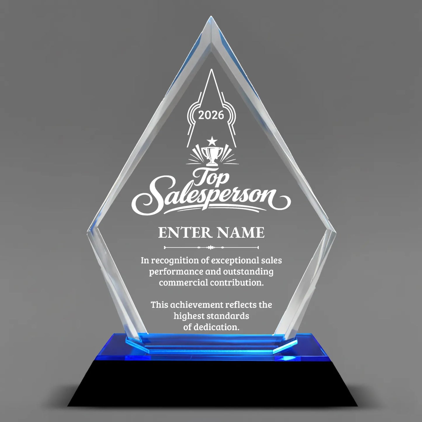 Sales Awards - Blue Arrow Acrylic Awards - Personalize Online – Choose From 5 Designs