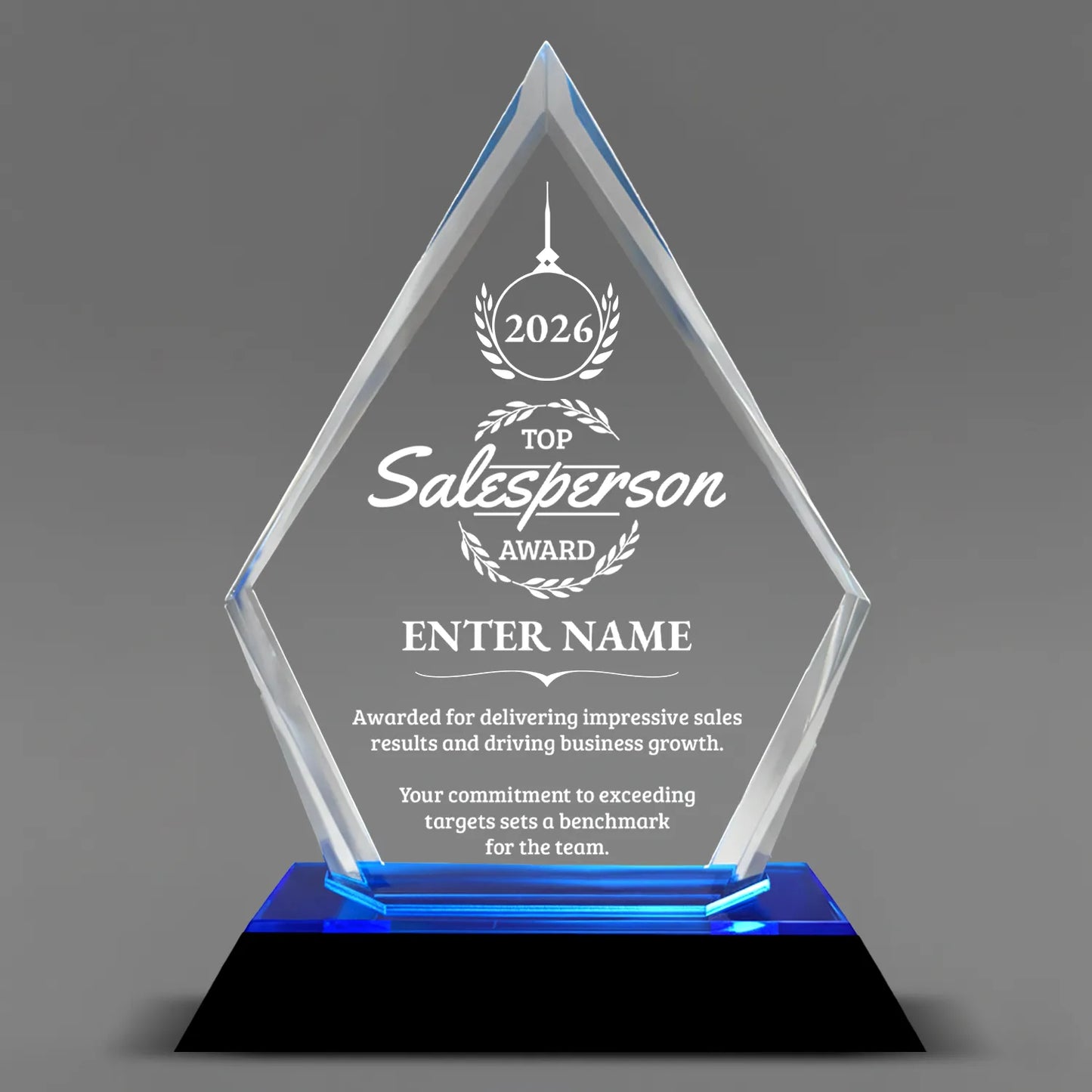 Sales Awards - Blue Arrow Acrylic Awards - Personalize Online – Choose From 5 Designs