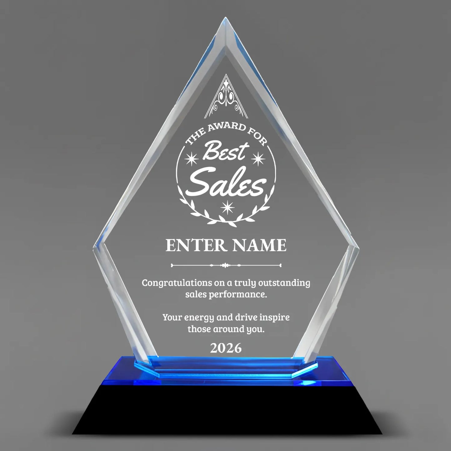 Sales Awards - Blue Arrow Acrylic Awards - Personalize Online – Choose From 5 Designs