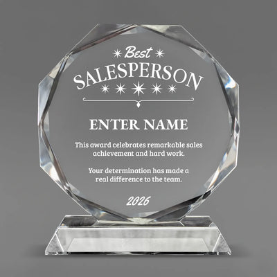 Sales Awards – Crystal Glass Octagon Awards - Personalize Online – Choose From 5 Designs
