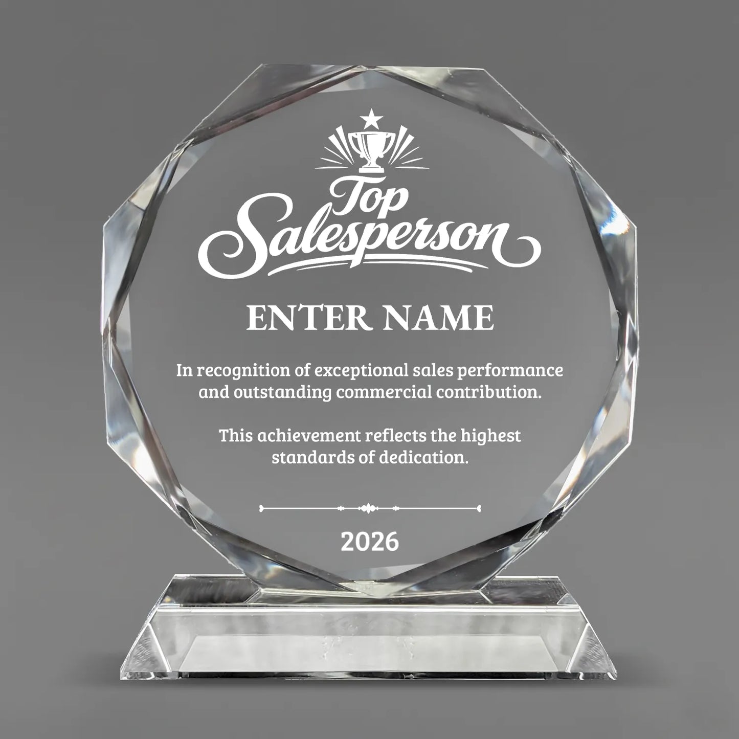 Sales Awards – Crystal Glass Octagon Awards - Personalize Online – Choose From 5 Designs