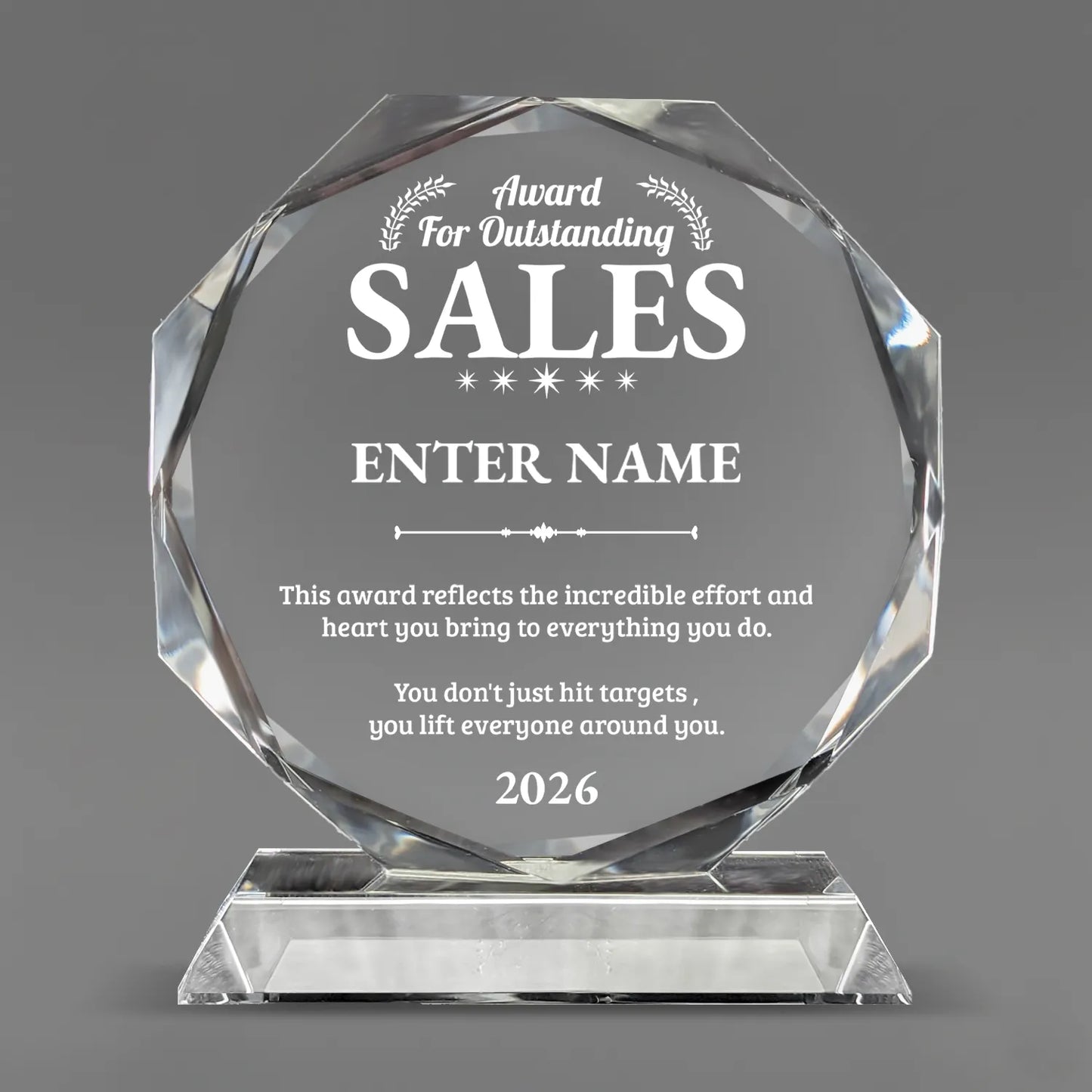 Sales Awards – Crystal Glass Octagon Awards - Personalize Online – Choose From 5 Designs