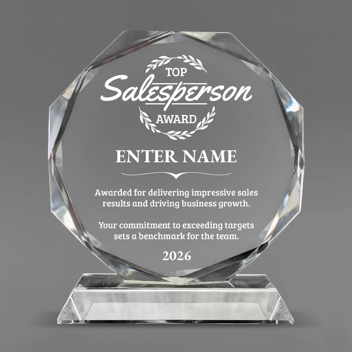 Sales Awards – Crystal Glass Octagon Awards - Personalize Online – Choose From 5 Designs