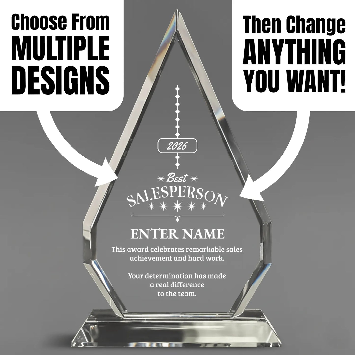 Sales Awards - Optic Crystal Arrowhead Awards - Personalize Online – Choose From 5 Designs