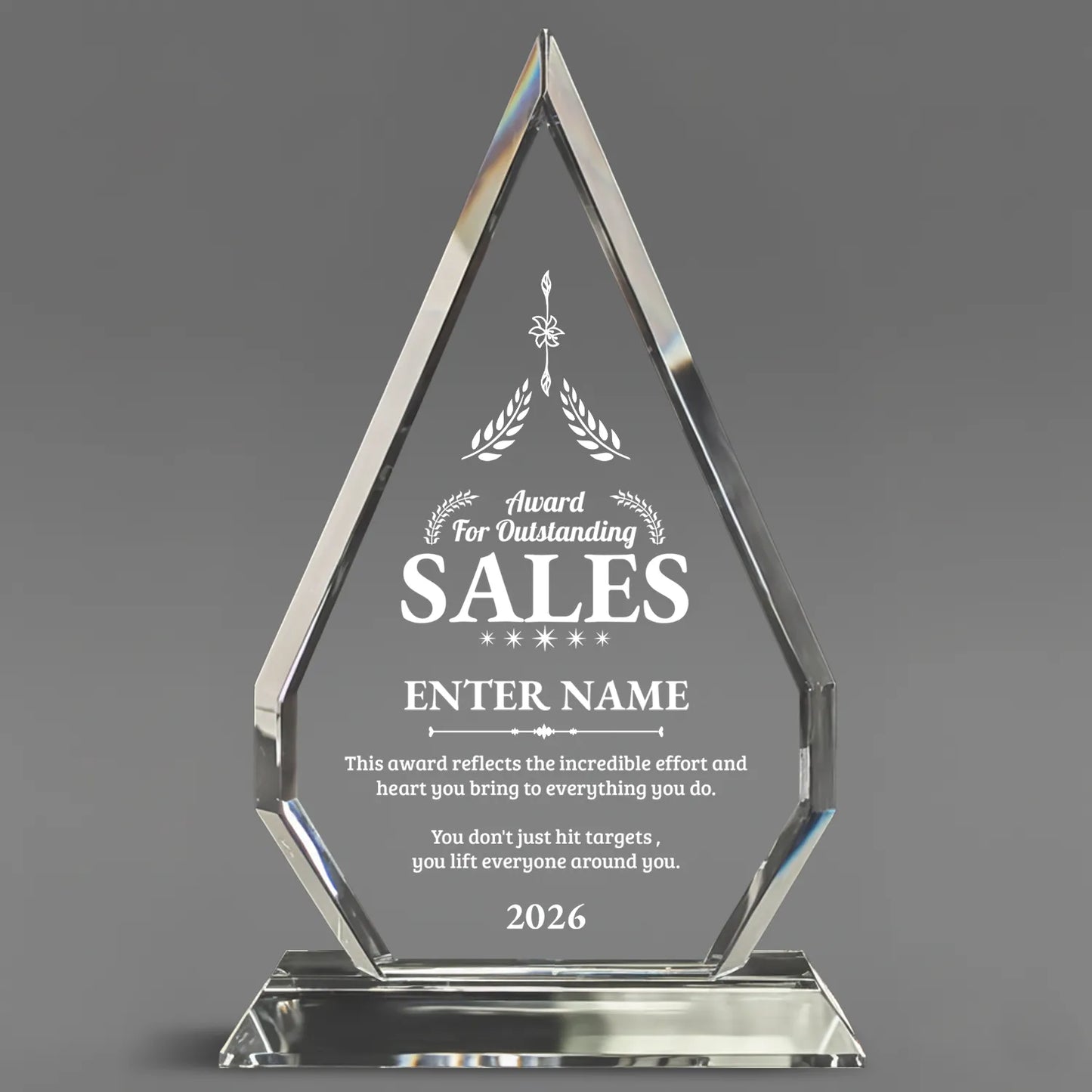 Sales Awards - Optic Crystal Arrowhead Awards - Personalize Online – Choose From 5 Designs