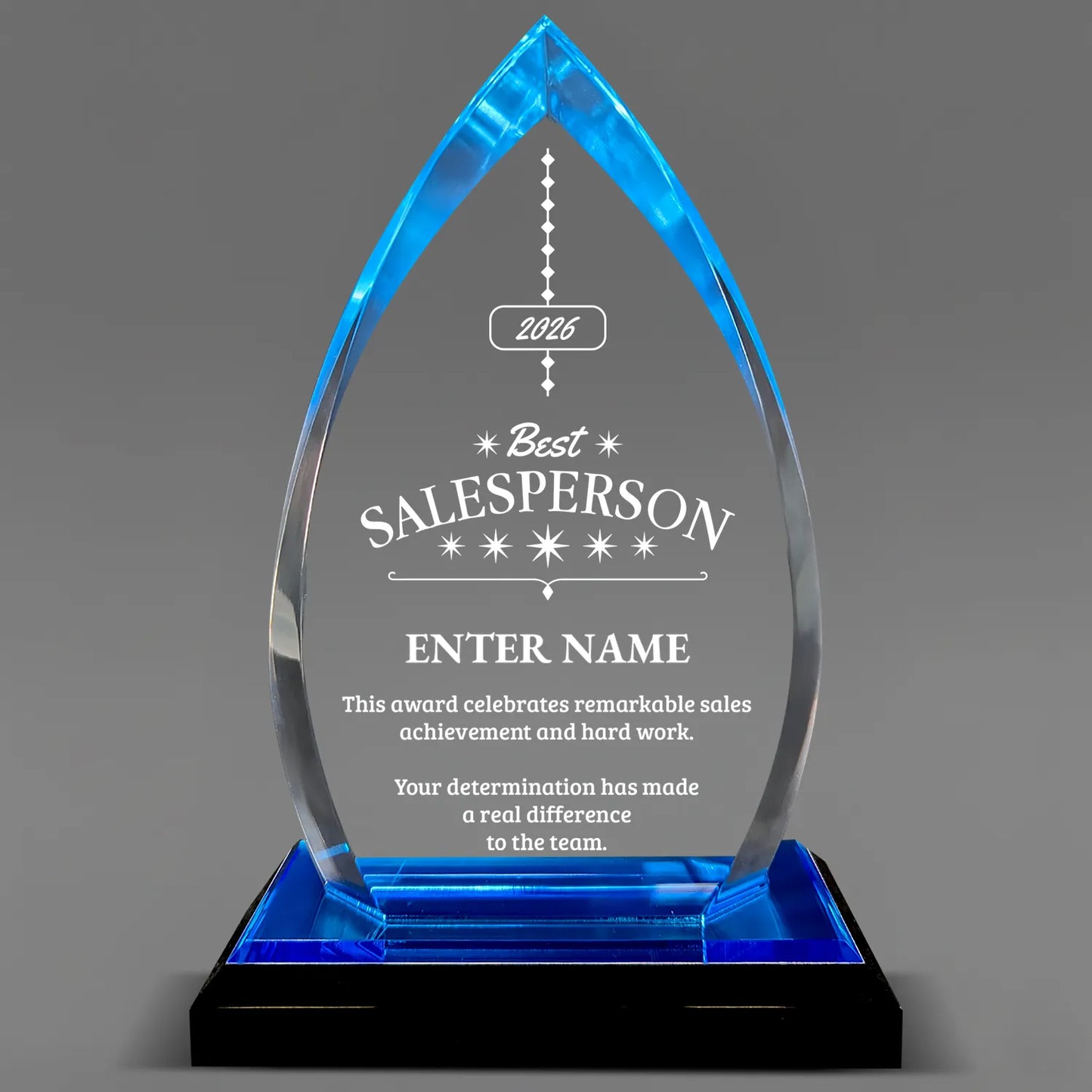 Sales Awards - Blue Oval Acrylic Awards - Personalize Online – Choose From 5 Designs