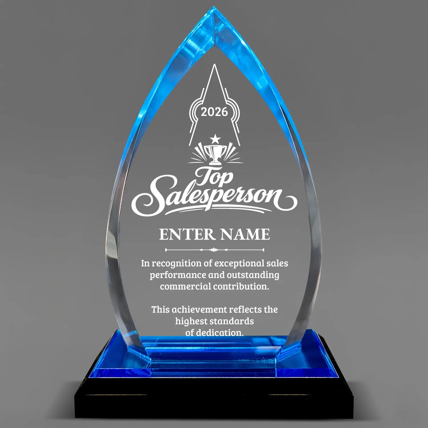 Sales Awards - Blue Oval Acrylic Awards - Personalize Online – Choose From 5 Designs