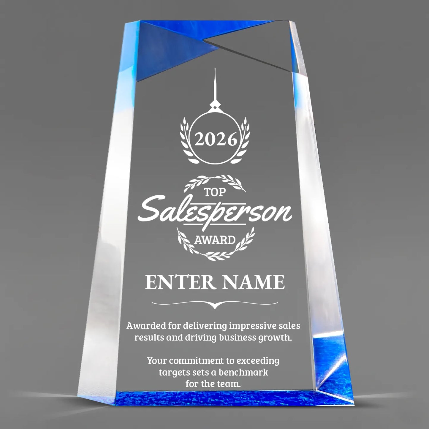 Sales Awards - Blue Facet Wedge Acrylic Awards - Personalize Online – Choose From 5 Designs