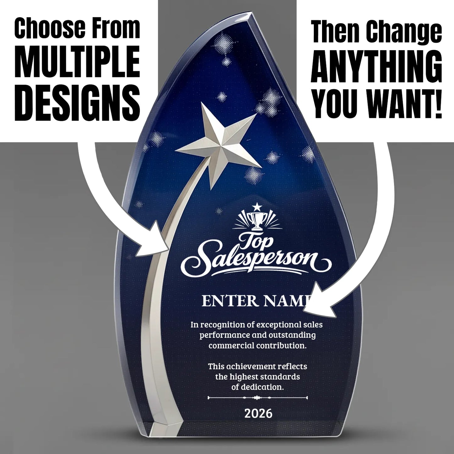 Sales Awards - Acrylic Star Powered Awards - Personalize Online – Choose From 5 Designs