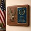 Sculpted Eagle Walnut Recognition Plaque with Full Color Plate – 15" x 11"