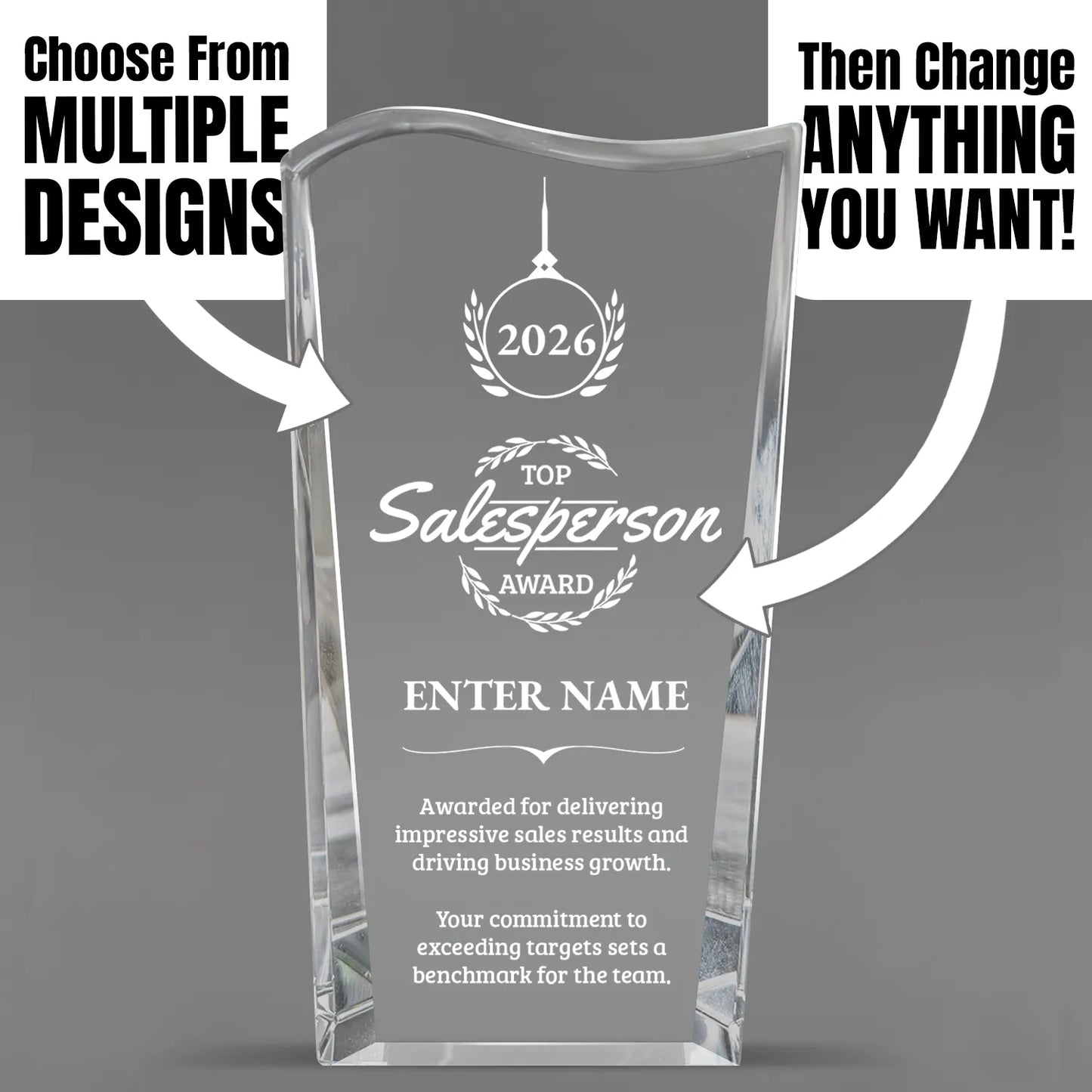 Sales Awards - Clear Crystal Facet Wave Awards - Personalize Online – Choose From 5