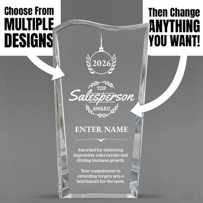 Sales Awards - Clear Crystal Facet Wave Awards - Personalize Online – Choose From 5