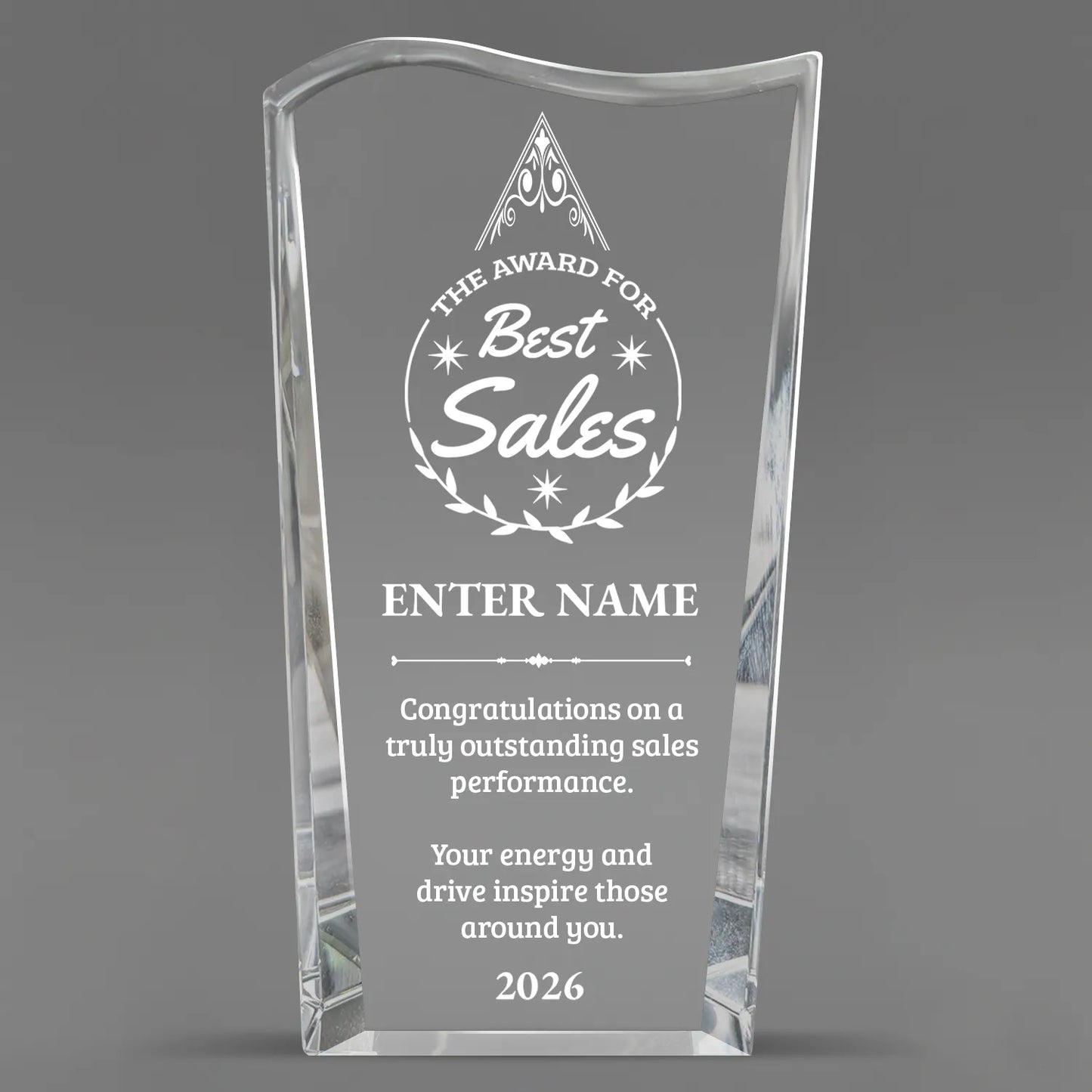 Sales Awards - Clear Crystal Facet Wave Awards - Personalize Online – Choose From 5