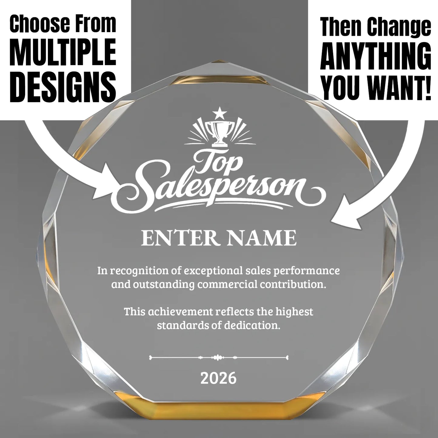 Sales Awards - Gold Octagon Acrylic Awards - Personalize Online – Choose From 5 Designs