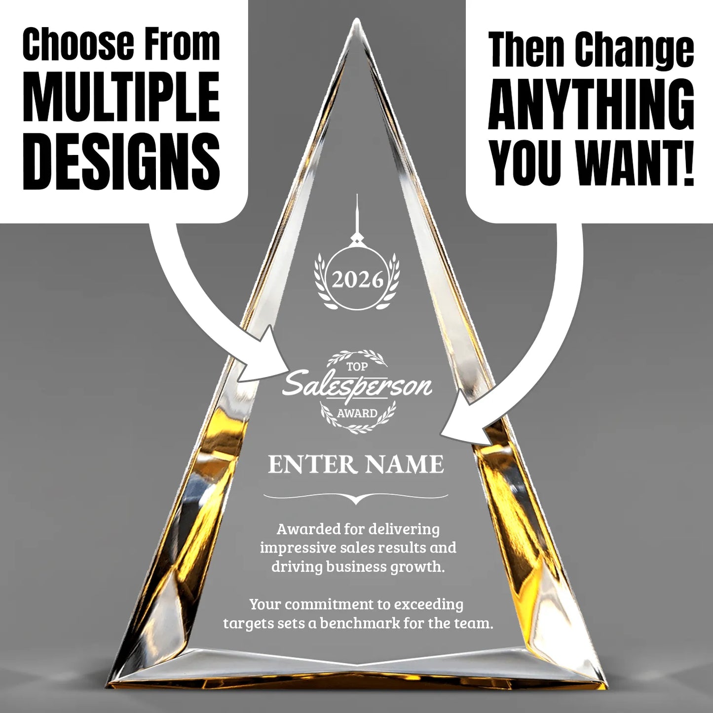 Sales Awards - Gold Pinnacle Acrylic Awards - Personalize Online – Choose From 5 Designs