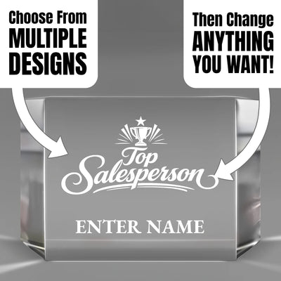 Sales Awards - Clear Crystal Facet Block Awards - Personalize Online – Choose From 5 Designs