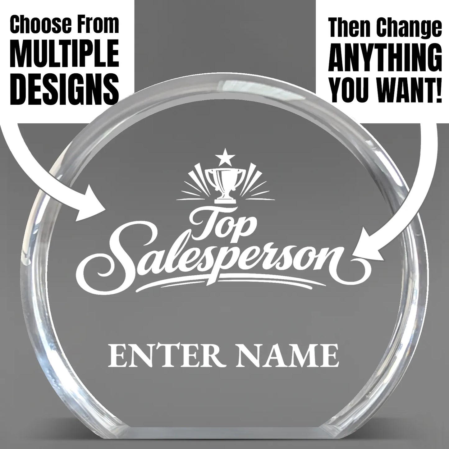 Sales Awards - Clear Round Acrylic Awards - Personalize Online – Choose From 5 Designs