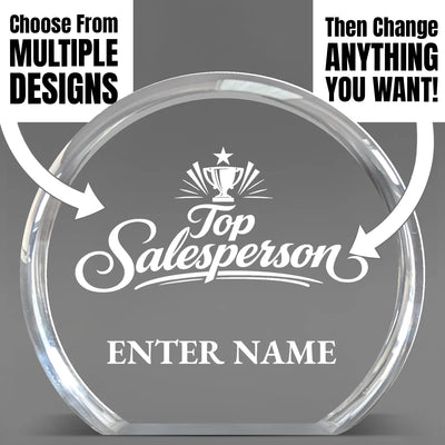 Sales Awards - Clear Round Acrylic Awards - Personalize Online – Choose From 5 Designs