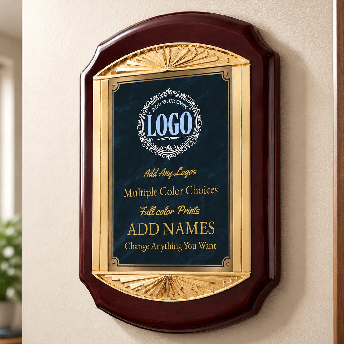 Cast Metal Rosewood Recognition Plaque with Full Color Plate – 11" x 15"