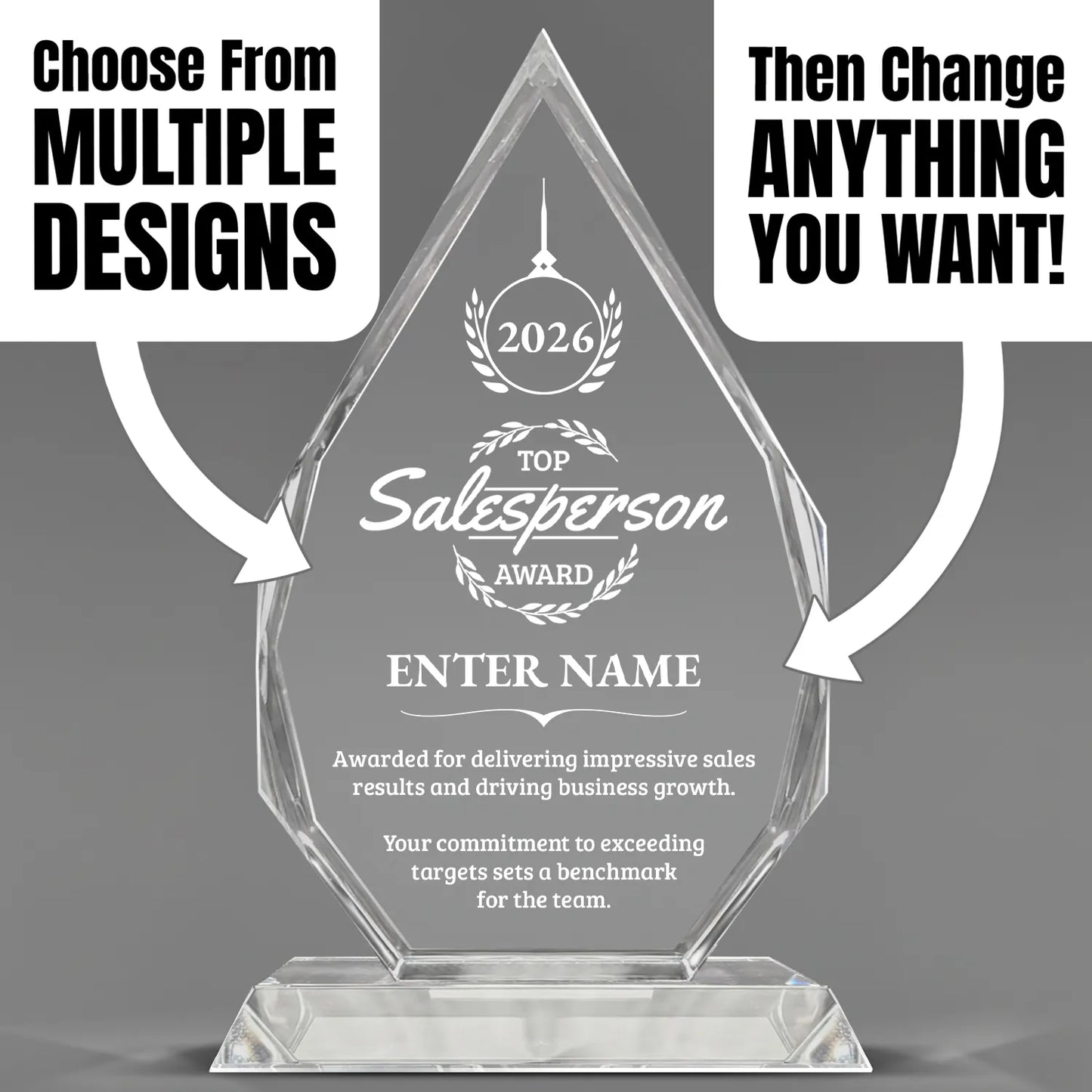 Sales Awards - Optic Crystal Royal Diamond Awards - Personalize Online – Choose From 5 Designs