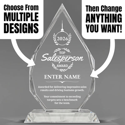 Sales Awards - Optic Crystal Royal Diamond Awards - Personalize Online – Choose From 5 Designs
