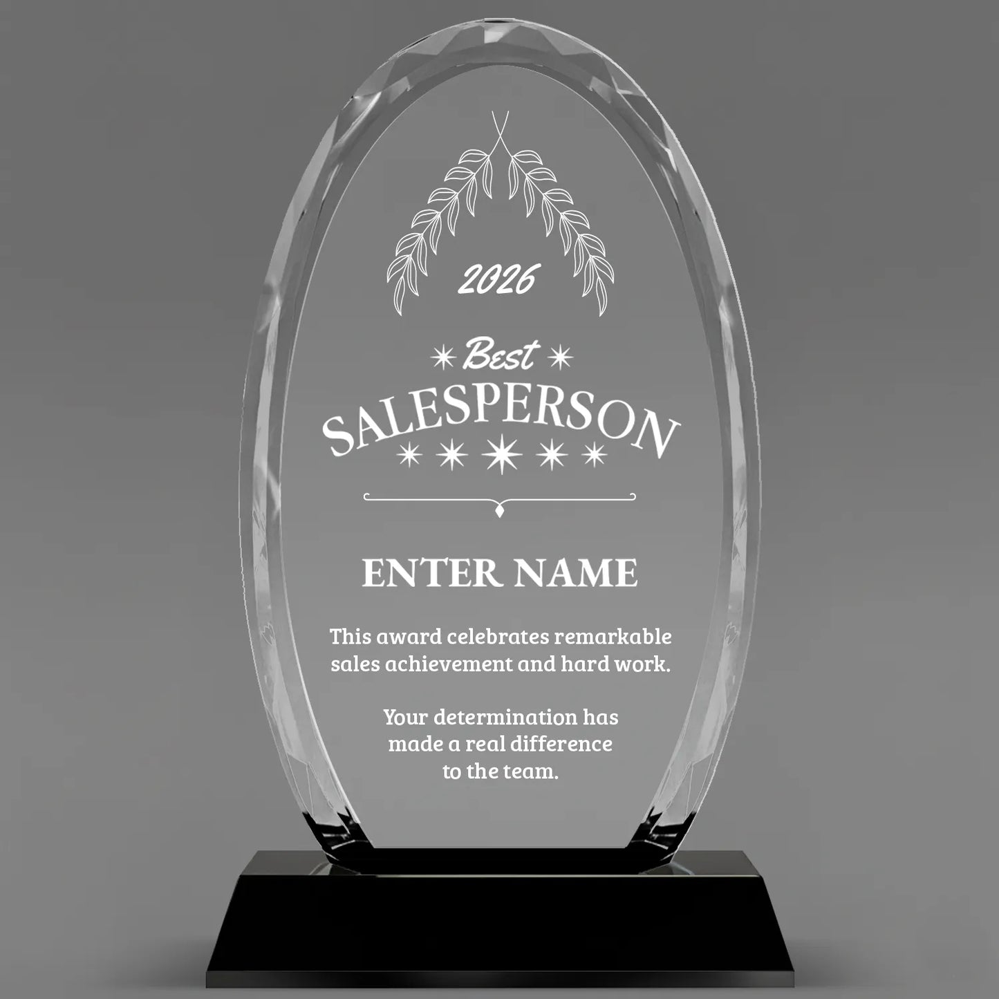 Sales Awards - Optical Crystal Glass Oval Facet Awards - Personalize Online – Choose From 5 Designs
