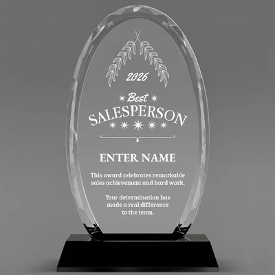 Sales Awards - Optical Crystal Glass Oval Facet Awards - Personalize Online – Choose From 5 Designs