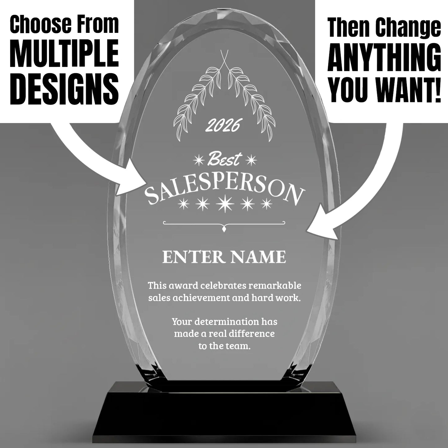Sales Awards - Optical Crystal Glass Oval Facet Awards - Personalize Online – Choose From 5 Designs
