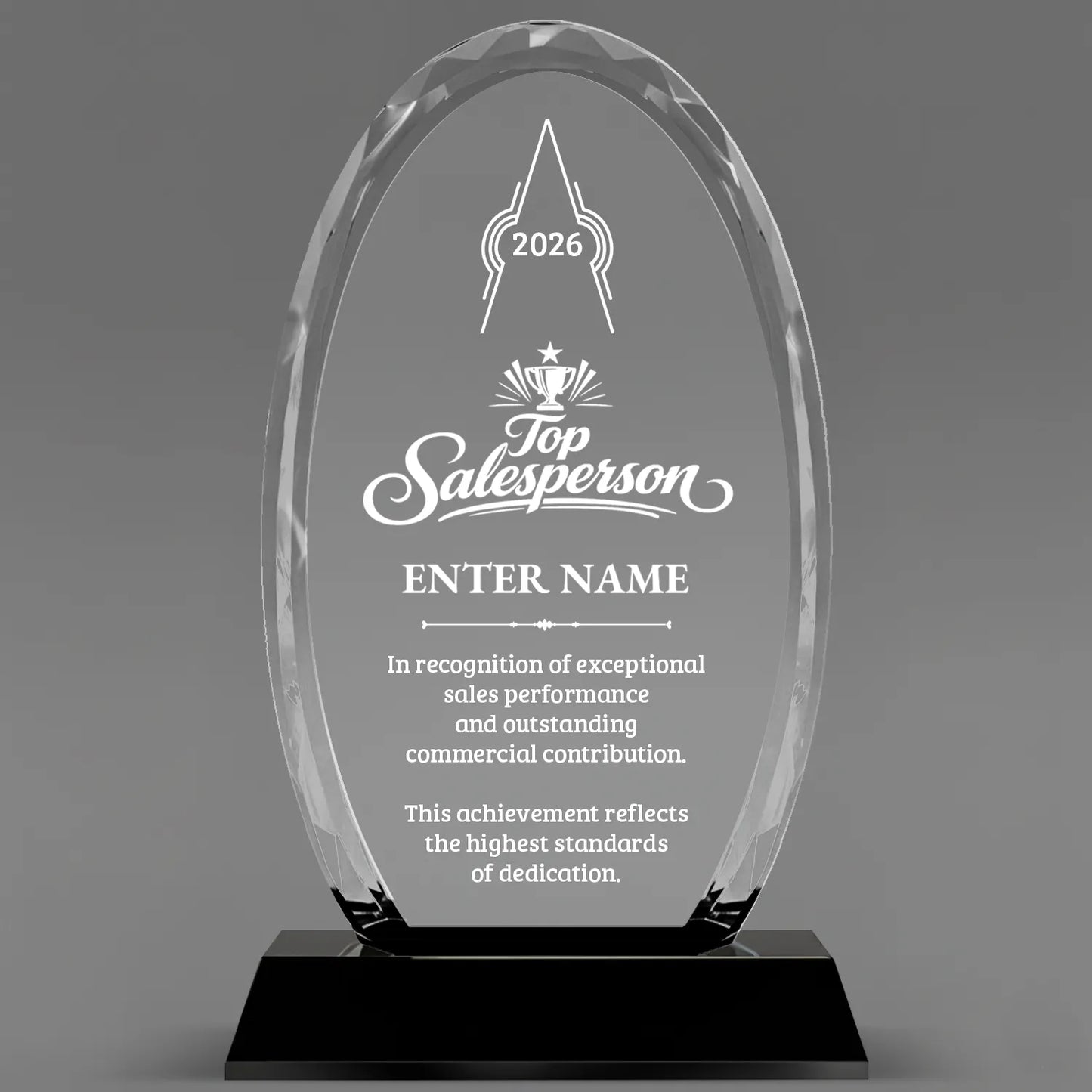 Sales Awards - Optical Crystal Glass Oval Facet Awards - Personalize Online – Choose From 5 Designs