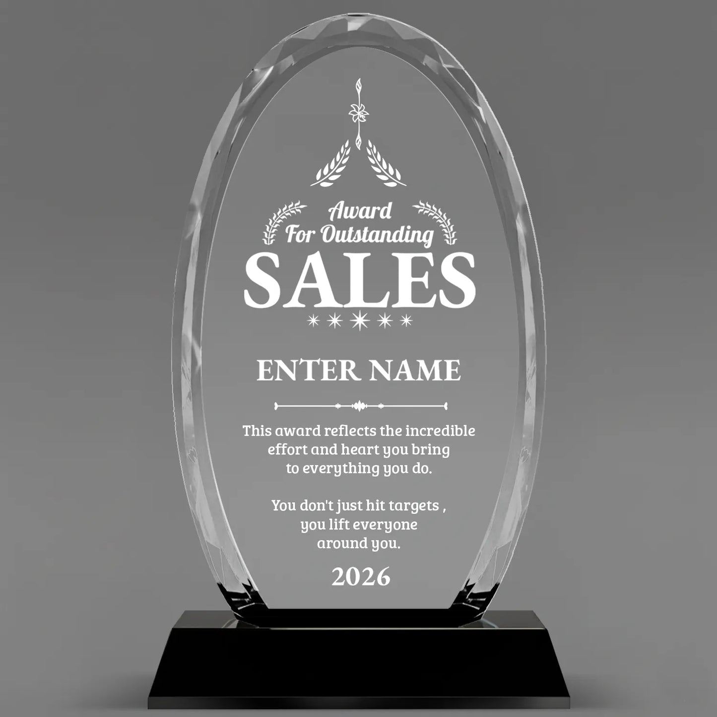 Sales Awards - Optical Crystal Glass Oval Facet Awards - Personalize Online – Choose From 5 Designs