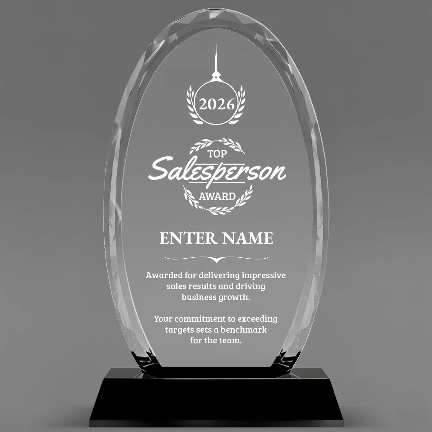 Sales Awards - Optical Crystal Glass Oval Facet Awards - Personalize Online – Choose From 5 Designs
