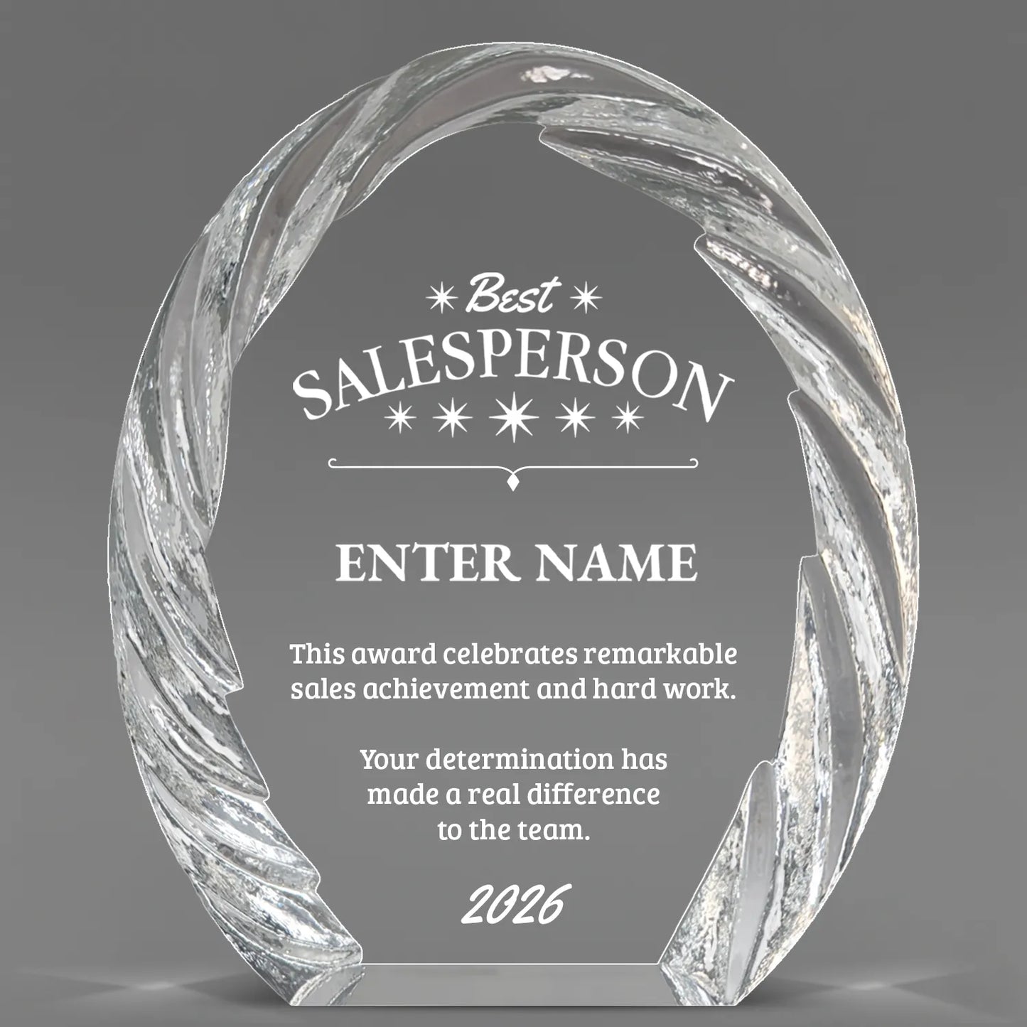 Sales Awards - Oval Crystal with Decorative Edge Awards - Personalize Online – Choose From 5 Designs