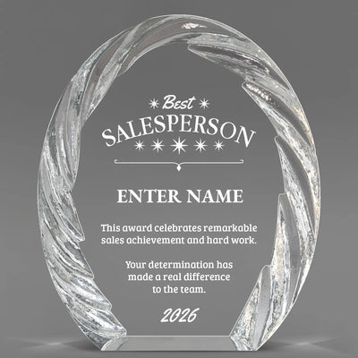 Sales Awards - Oval Crystal with Decorative Edge Awards - Personalize Online – Choose From 5 Designs
