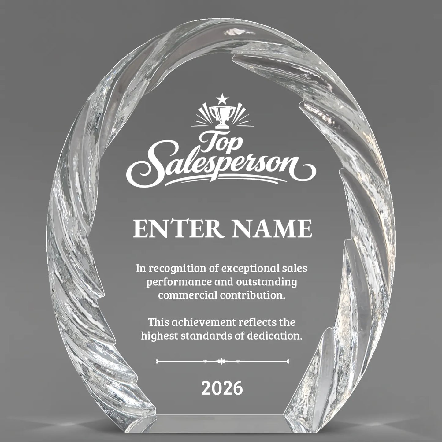 Sales Awards - Oval Crystal with Decorative Edge Awards - Personalize Online – Choose From 5 Designs