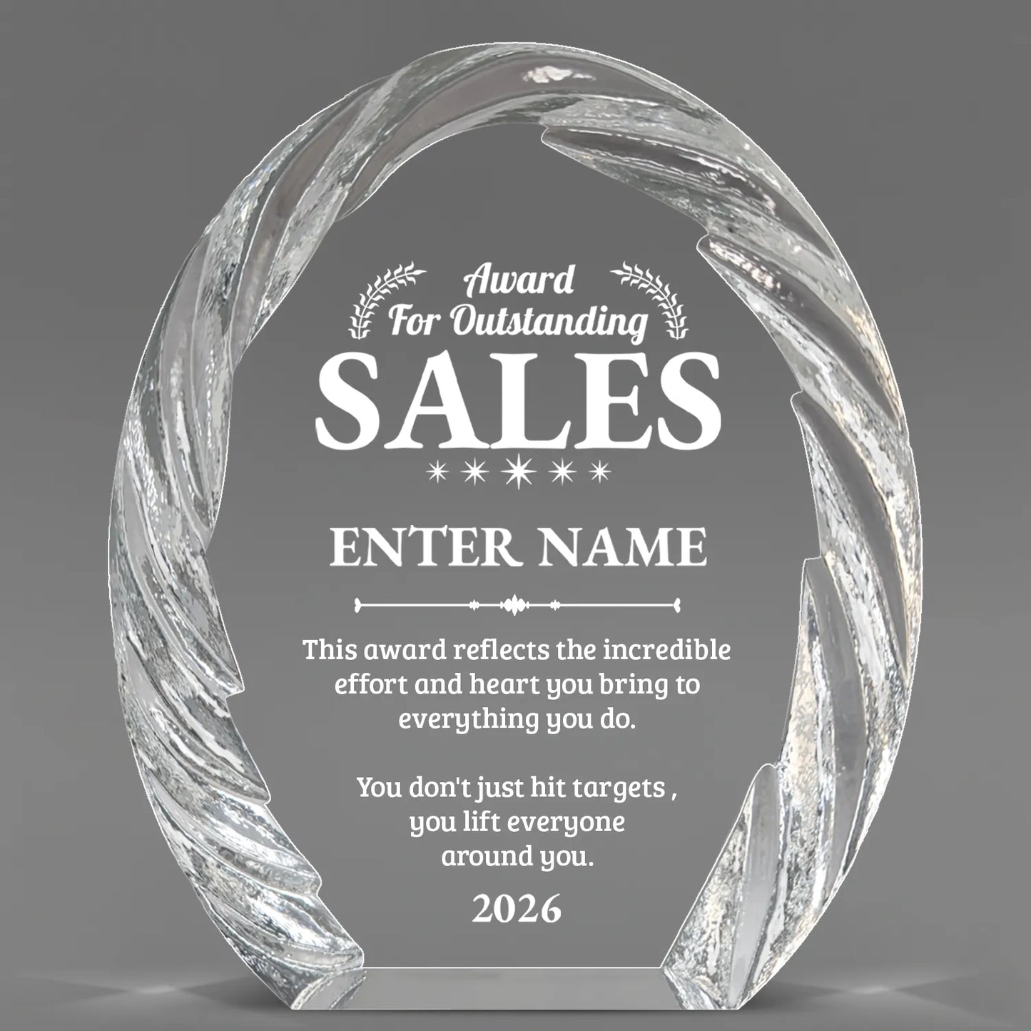 Sales Awards - Oval Crystal with Decorative Edge Awards - Personalize Online – Choose From 5 Designs